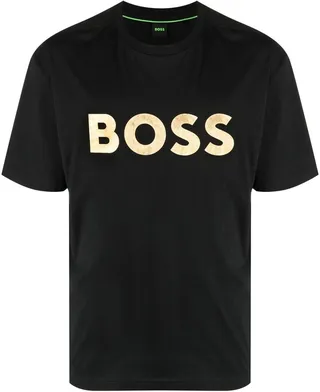 metallic-effect logo print T-shirt