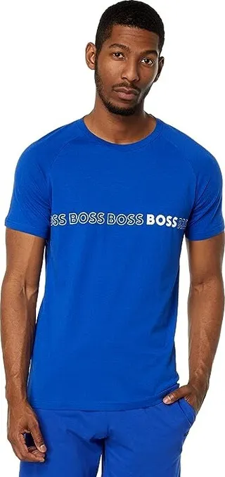 BOSS Slim Fit Repeating Logo Short Sleeve T-Shirt (Bright Blue) Men's Clothing