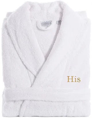 Linum Home Textiles Embroidered His Terry Bathrobe