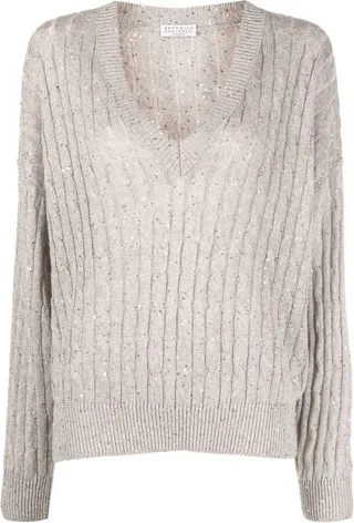 ribbed V-neck jumper