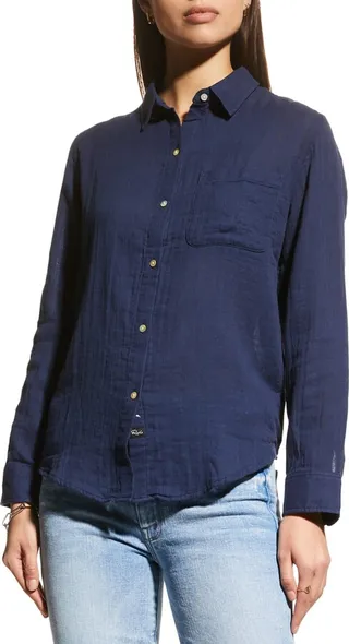 Ellis Organic Cotton Button-Front Top