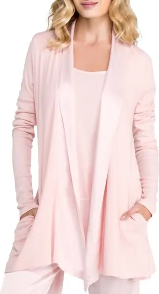 Pj Harlow Women'S Shelby Satin Trimmed Robe With Pockets - Pjj01 in Blush