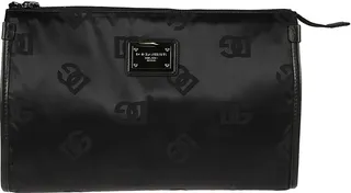 Logo Plaque Top Zip Clutch