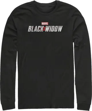 Men's Marvel Black Widow Movie Logo Long Sleeve Shirt - Black - Medium