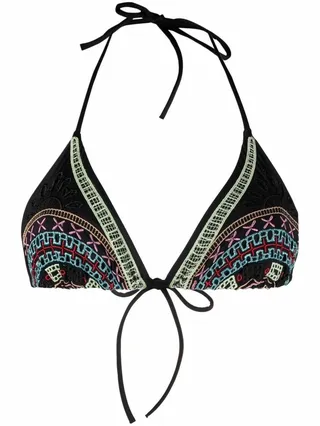 Embroidered Triangle Bikini Top
