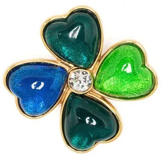 Shamrock crystal brooch