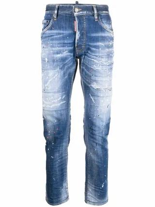 Paint-Splatter Distressed Jeans