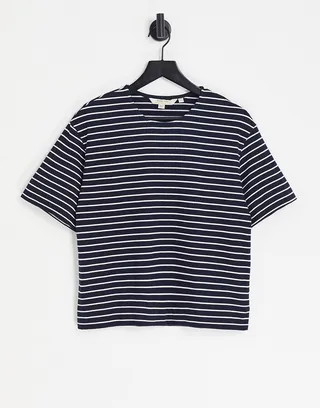 People Tree long sleeve t-shirt in breton stripe cotton