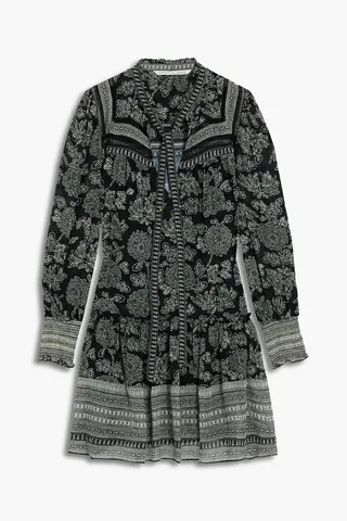 Nadila tie-neck printed silk-chiffon mini dress