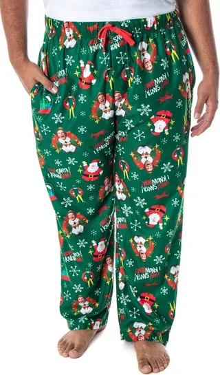 Elf The Movie Men's Buddy OMG! Santa I Know Him! Allover Print Pajama Pants (XL) Green