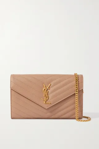 SAINT LAURENT - Monogramme Mini Quilted Textured-leather Shoulder Bag - Orange