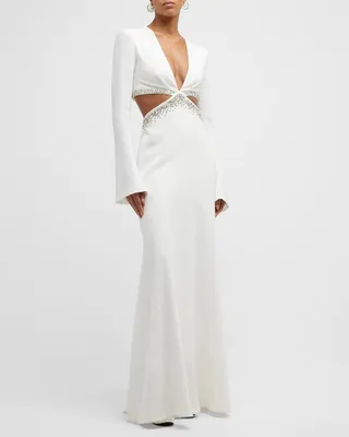 Trina Cut-Out Crystal-Embellished Gown