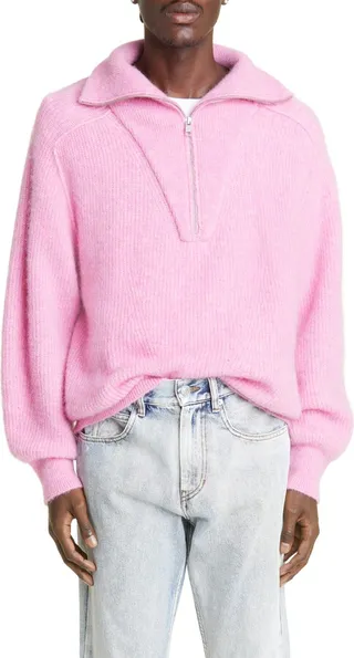 Bryson Half Zip Baby Alpaca Blend Rib Sweater