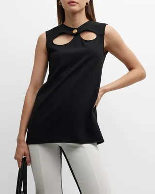 Cutout Matte Crepe Sleeveless Top