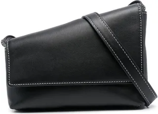 Black Acute Leather Cross Body Bag