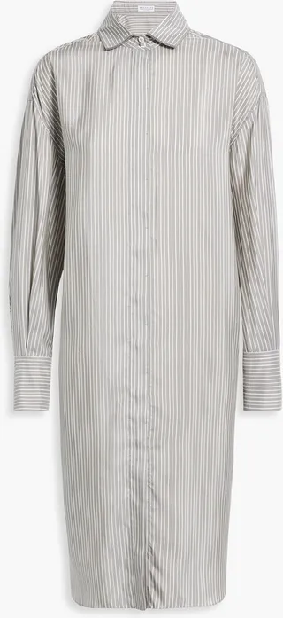 Striped silk-poplin shirt dress