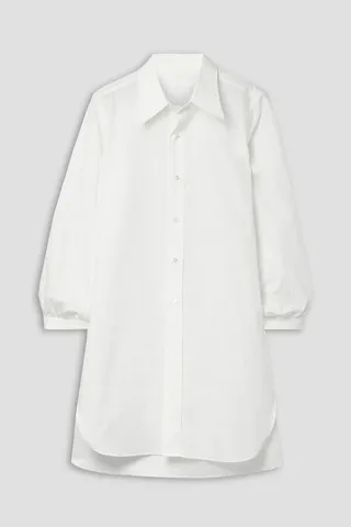 Oversized embroidered cotton-poplin shirt