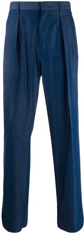 Pleated Straight-Leg Trousers