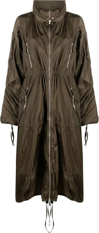 long gathered A-line coat