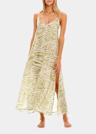 Frida Leopard-Print Linen Nightgown