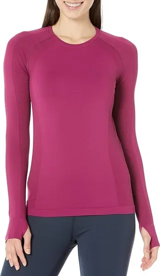 Sweaty Betty Athlete Seamless Workout Long Sleeve Top (Amaranth Pink) Women's Clothing