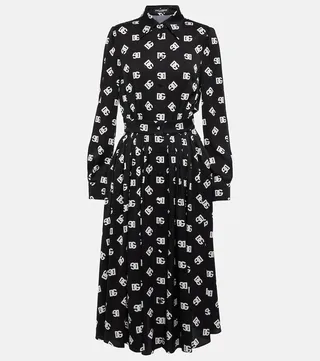 Logo silk-blend midi dress