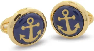 Halcyon Days Yellow Gold-Plated Anchor Cufflinks