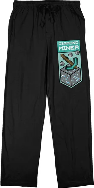 Minecraft Diamond Miner Men's Black Sleep Pajama Pants-3XL