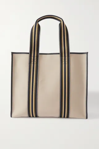 Loro Piana - Leather-trimmed Waxed Cotton And Linen-blend Canvas Tote - Gray