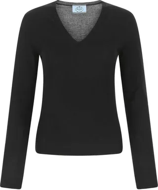 Prada Fine-Knit V-Neck Sweater