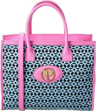 Persaman New York Amelie Raffia & Leather Tote