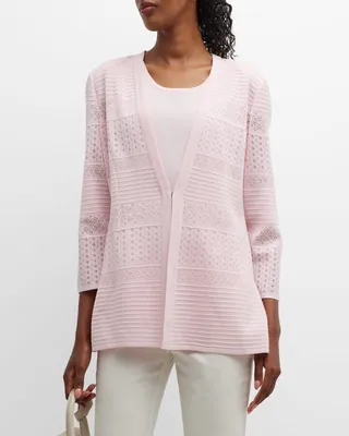 Soft Burnout Knit Jacket with Shoulder Pads