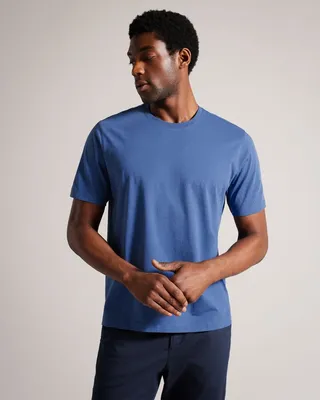 Short Sleeve Regular Fit Plain T-Shirt in Blue