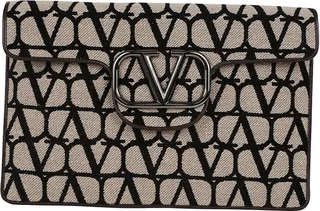 Valentino Toile Iconographe Logo Plaque Clutch Bag