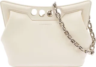 White The Peak Small Tote Bag In White Leather Woman