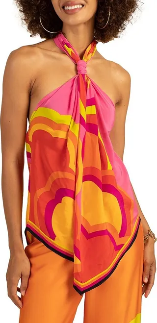Marine Printed Silk Handkerchief Top