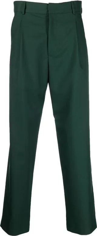 Pleat-Detail Wide Leg Trousers
