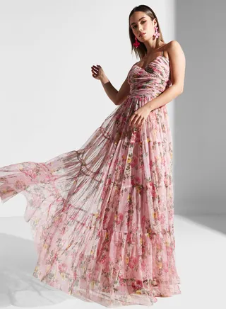 Strappy Floral Tiered Dress