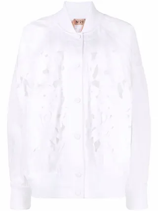 Floral Cut-Out Bomber Jacket