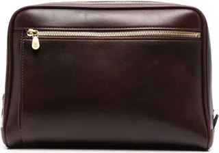 Zip-Up Leather Wash Bag