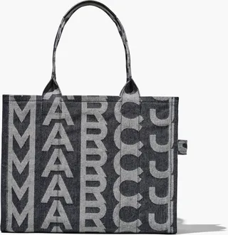 The Monogram Denim Large Tote - Denim Blue