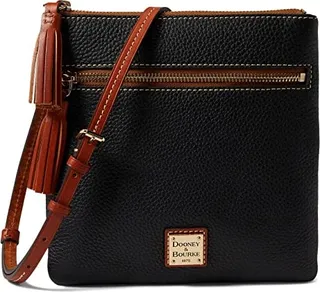 Dooney & Bourke Pebble Double Zip Tassel Crossbody (Black) Handbags