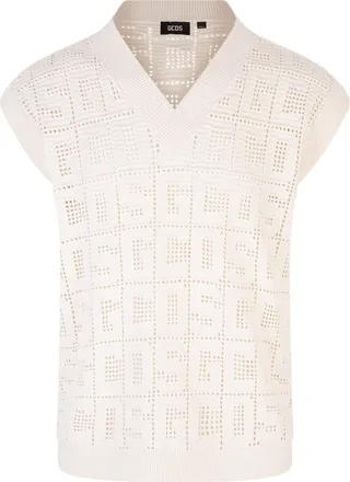 White Macramé Monogram Gilet