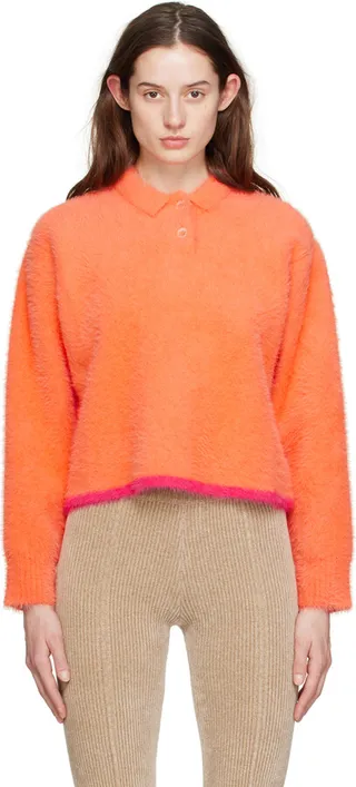 Jacquemus Orange 'Le Polo Neve' Long Sleeve Polo