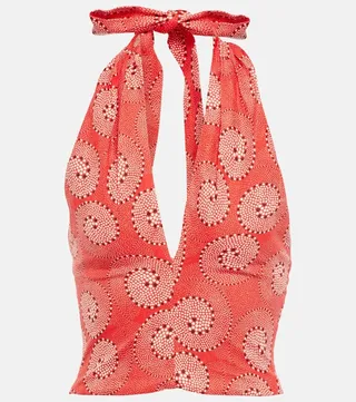 Kai printed halterneck crop top