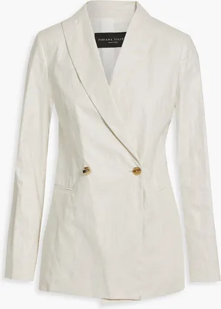 Double-breasted coated linen blazer