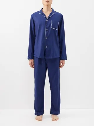 Lombard Piped Cotton-jacquard Pyjamas