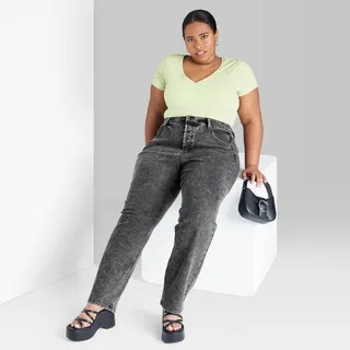 Women's Super-High Rise Straight Jeans - Wild Fable™ Black Wash 17