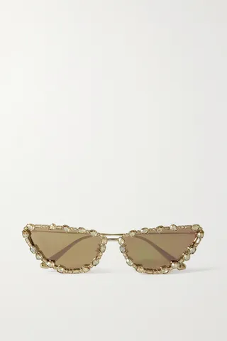 DIOR Eyewear - Missdior B1u Cat-eye Crystal-embellished Gold-tone Sunglasses - One size