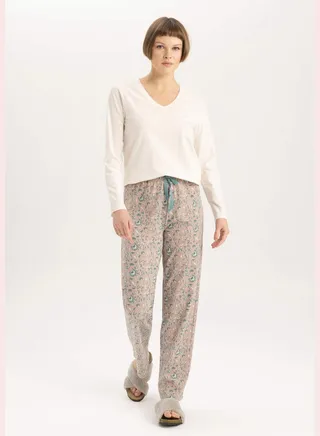 2 Pack Woman V Neck Long Sleeve Homewear Knitted Sets